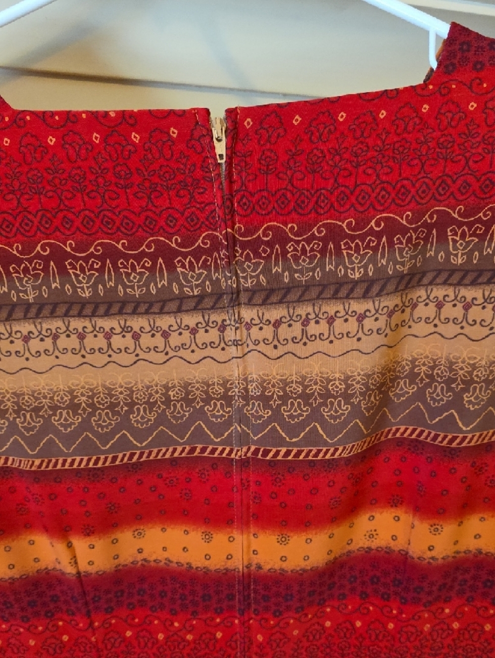 Sag Harbor Red and Brown Striped Short Sleeve Shift Dress - Picture 4 of 4